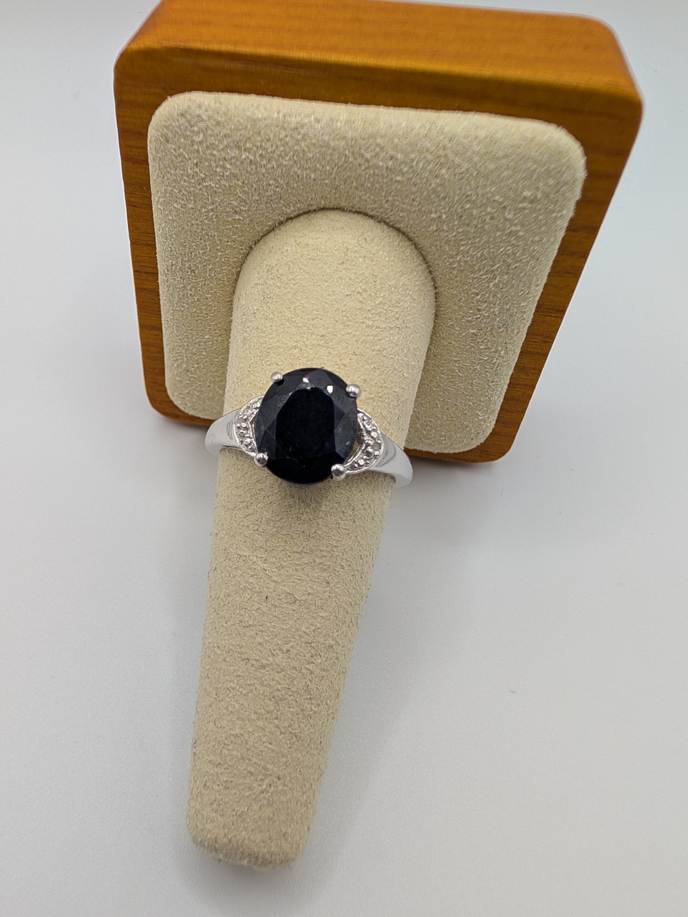 NWT 925 Sterling Silver Blue Sapphire Oval Ring 6.43 CTW Size 9